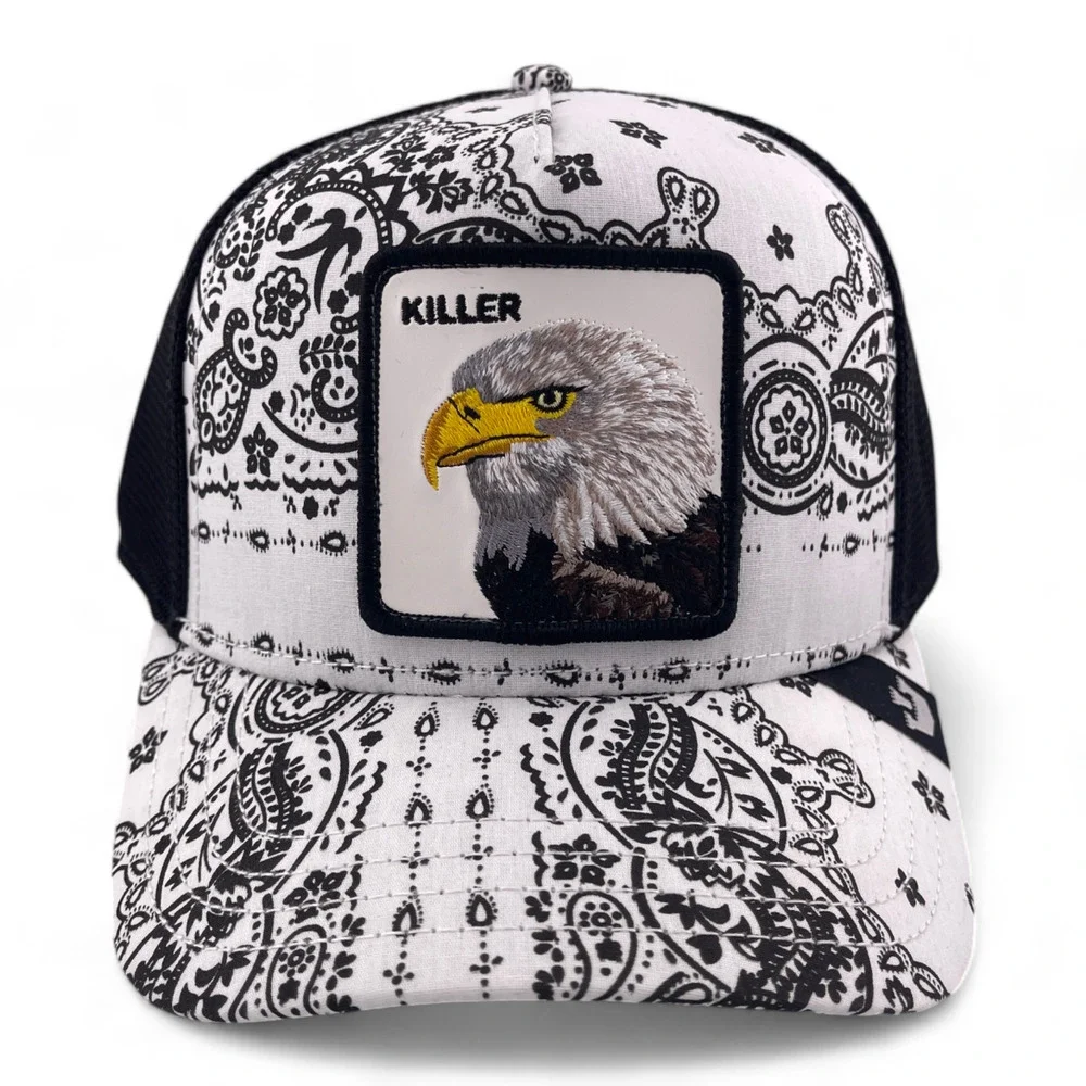 Goorin Bros Killer Eagle White Kerchief Motif Problem Farm Trucker Snapback Hat‎